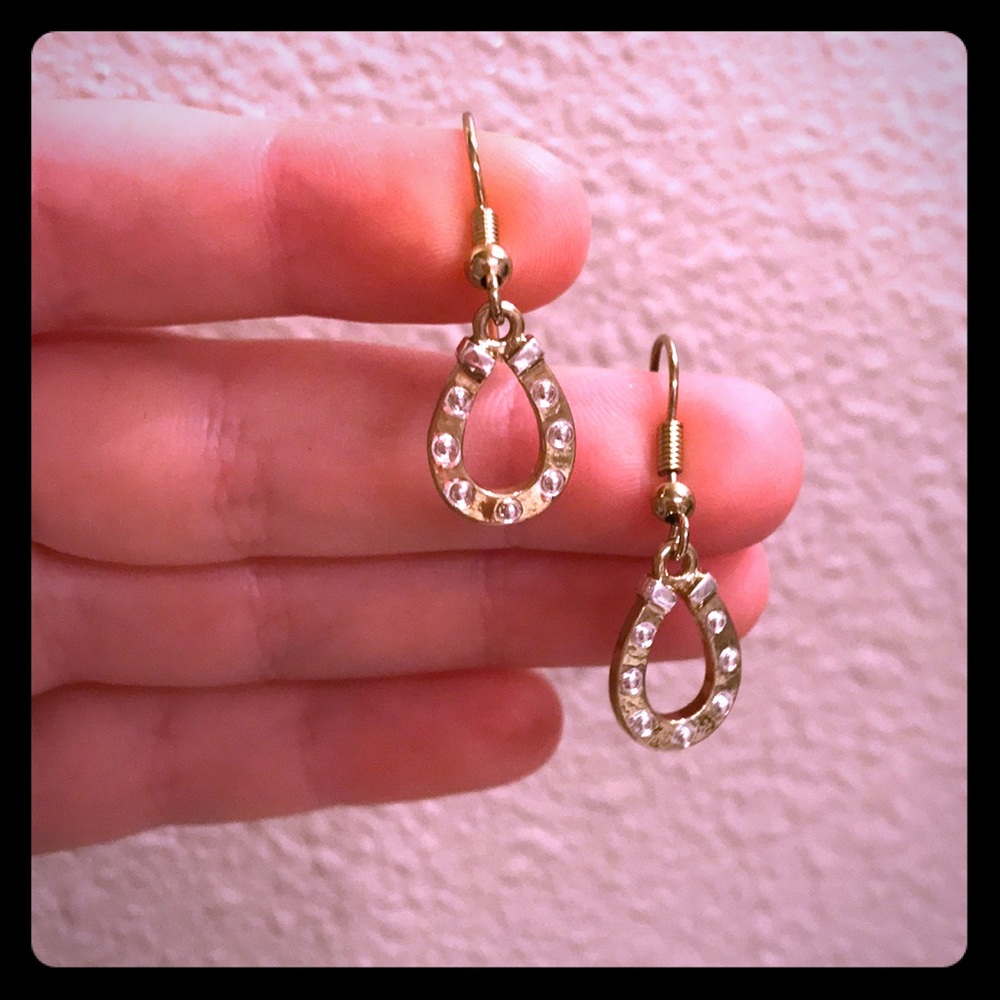 Gold crystal horseshoe earrings